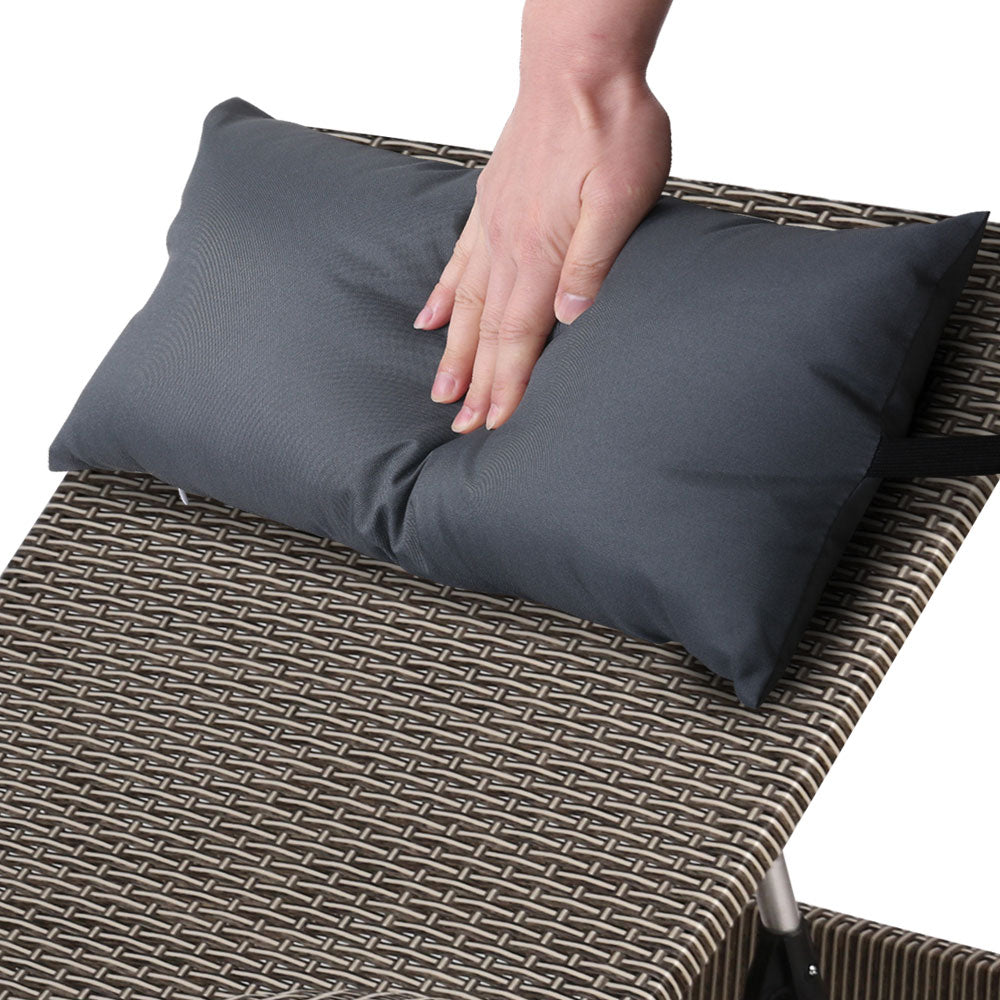 Whimsy - 2x Sun Lounge Wicker Lounger Beach Armchair Adjustable