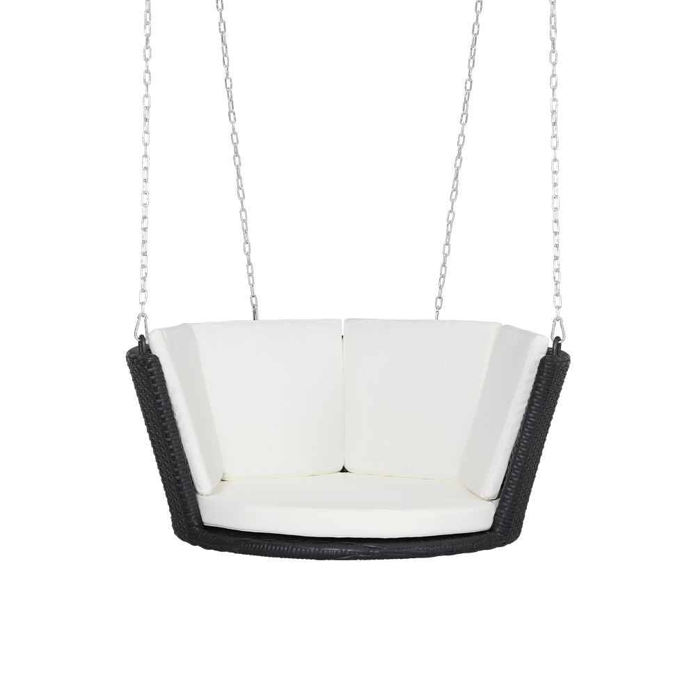 Willow - Rattan Porch Swing Chair with Chain Cushion Outdoor Black