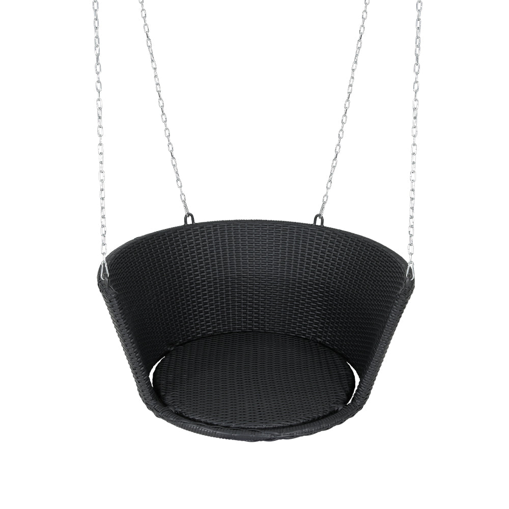 Willow - Rattan Porch Swing Chair with Chain Cushion Outdoor Black
