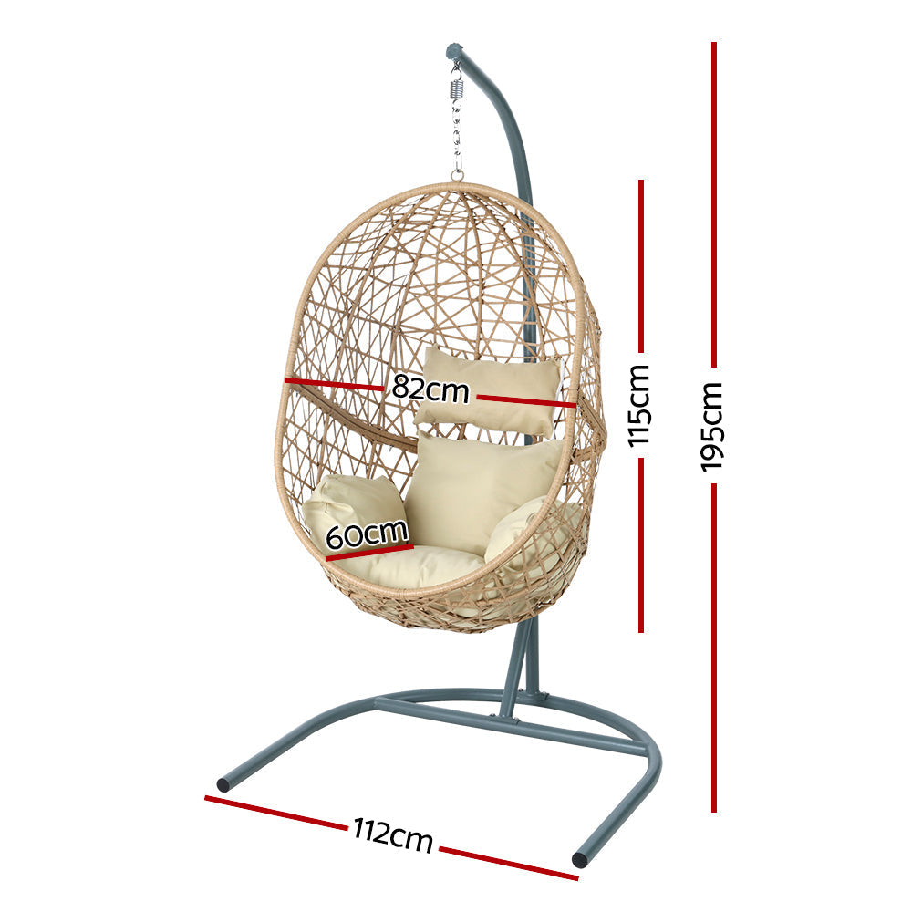 Halo - Outdoor Egg Swing Chair Wicker Rattan Pod Stand Yellow