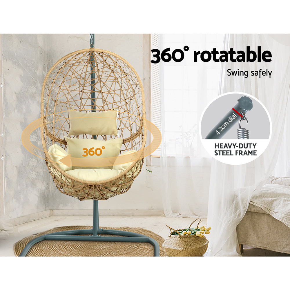 Halo - Outdoor Egg Swing Chair Wicker Rattan Pod Stand Yellow