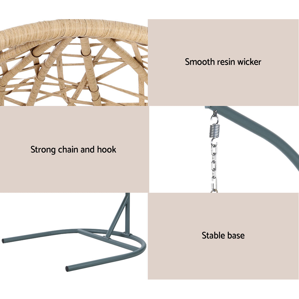 Halo - Outdoor Egg Swing Chair Wicker Rattan Pod Stand Yellow