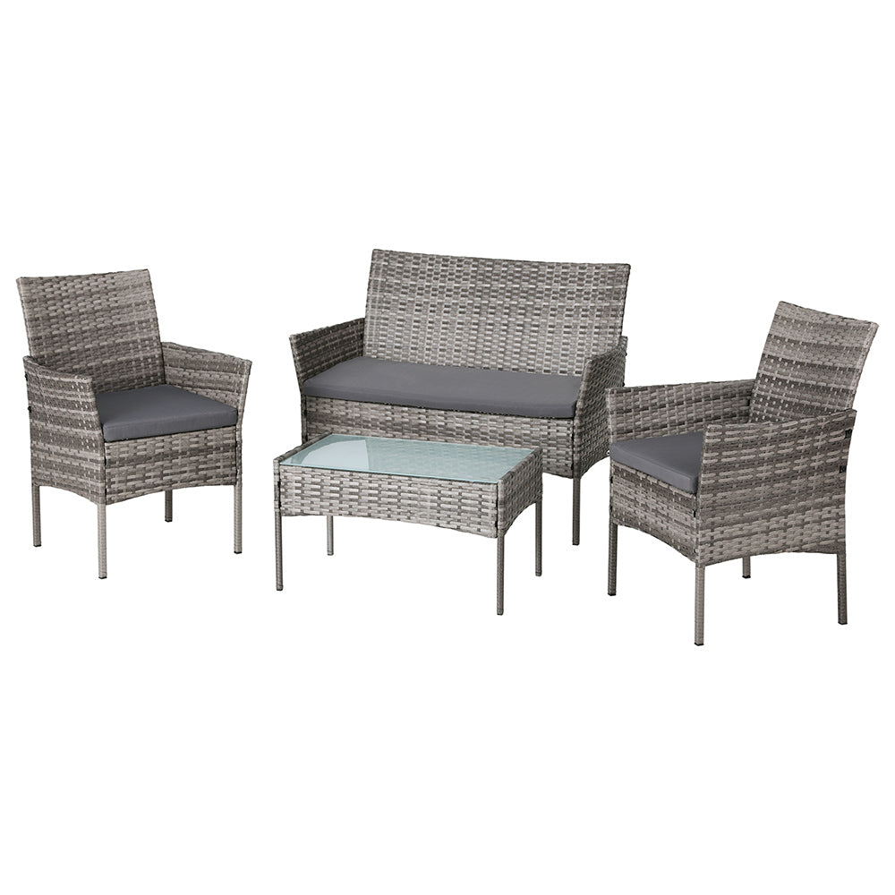 Glade - 3PC Bistro Set Outdoor Furniture Rattan Chairs Idris
