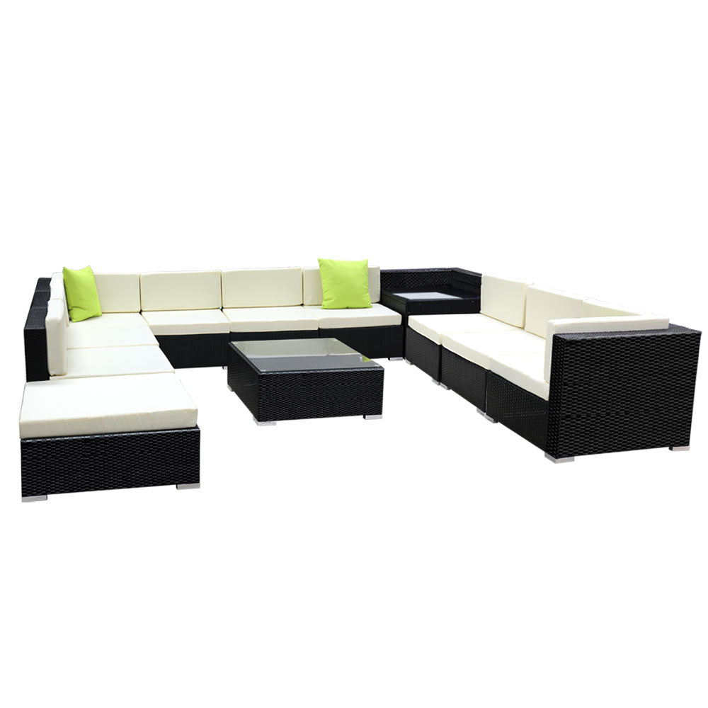 Liliosa - 12PC Outdoor Furniture Sofa Set Wicker Garden Patio Lounge