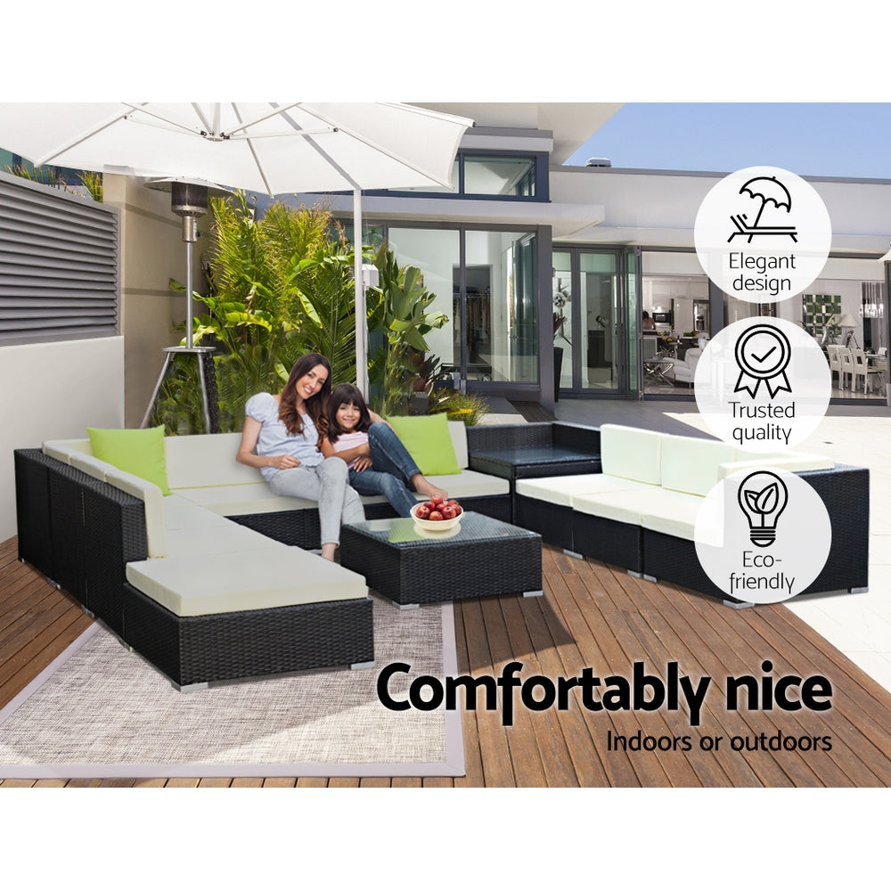 Liliosa - 12PC Outdoor Furniture Sofa Set Wicker Garden Patio Lounge