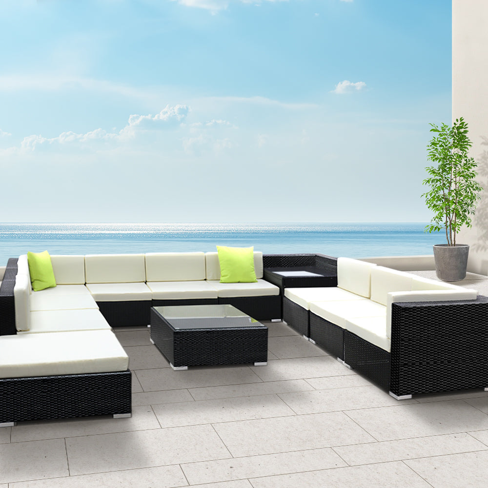 Liliosa - 12PC Outdoor Furniture Sofa Set Wicker Garden Patio Lounge