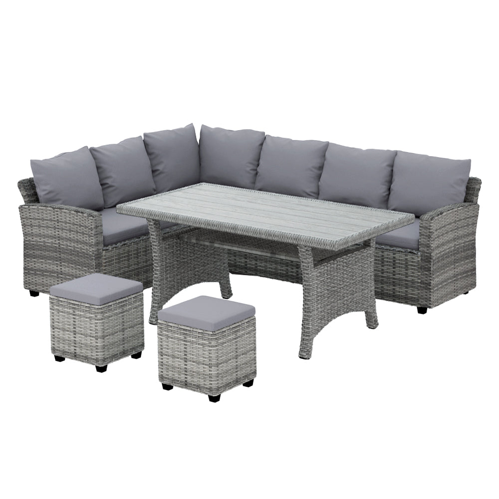 Karma - Outdoor Dining Set Wicker Table Chairs 8 Seater
