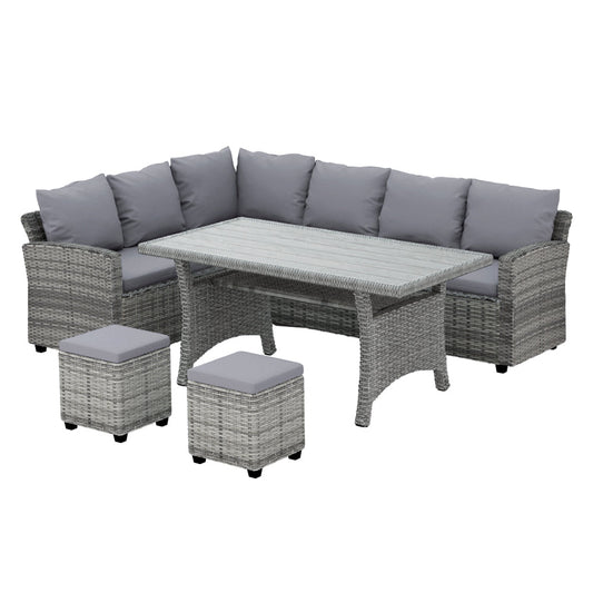 Karma - Outdoor Dining Set Wicker Table Chairs 8 Seater