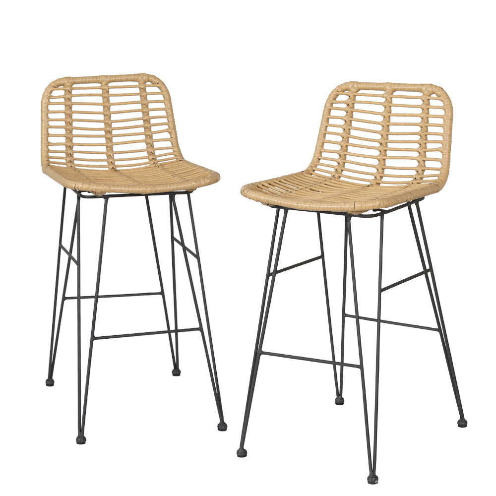 Oasis - 2 Piece Outdoor Bar Stools Wicker Dining Rattan
