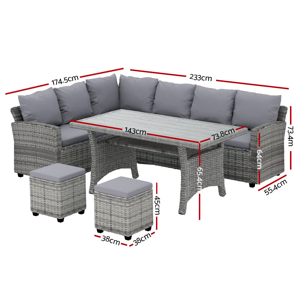 Karma - Outdoor Dining Set Wicker Table Chairs 8 Seater