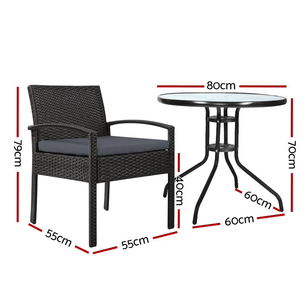 Piper - 3PC Bistro Set Outdoor Furniture Rattan