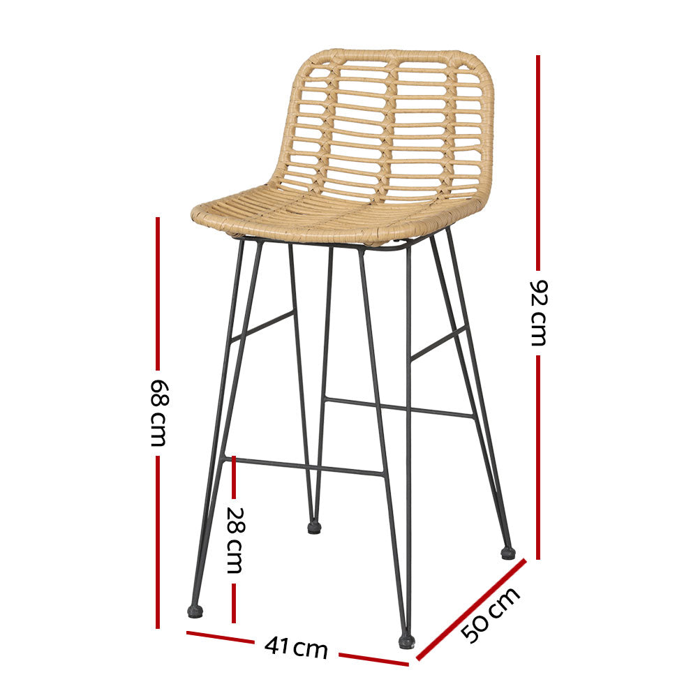 Oasis - 2 Piece Outdoor Bar Stools Wicker Dining Rattan