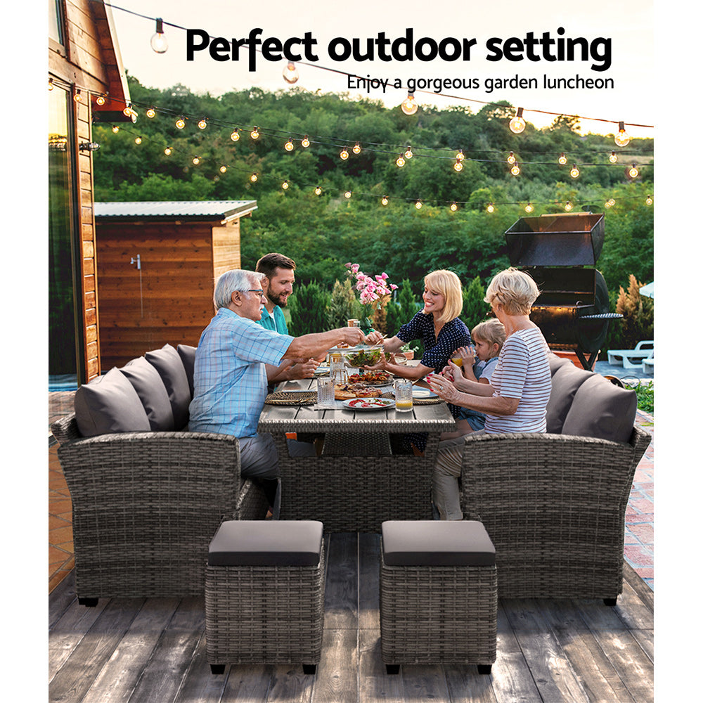 Karma - Outdoor Dining Set Wicker Table Chairs 8 Seater