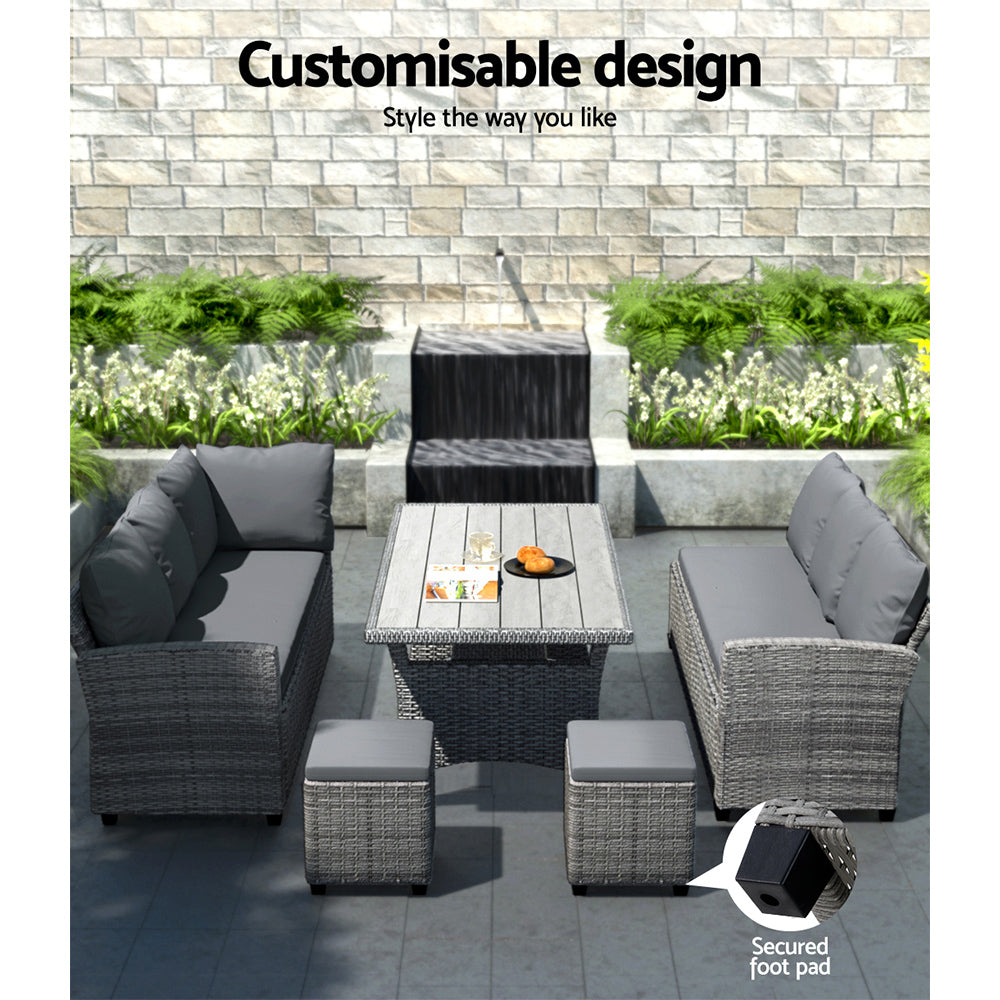 Karma - Outdoor Dining Set Wicker Table Chairs 8 Seater