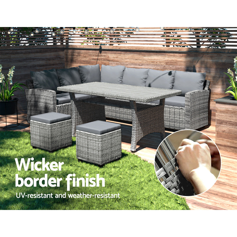 Karma - Outdoor Dining Set Wicker Table Chairs 8 Seater