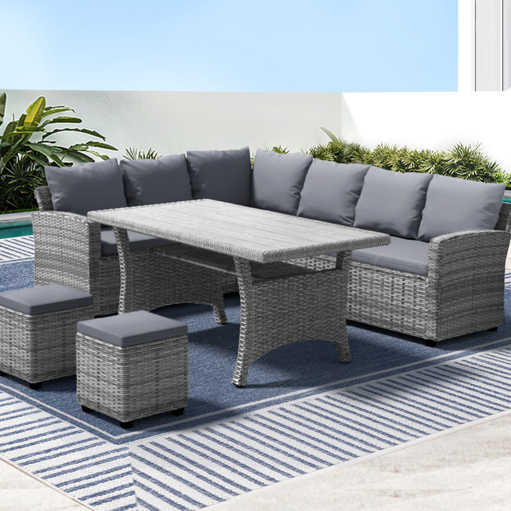 Karma - Outdoor Dining Set Wicker Table Chairs 8 Seater