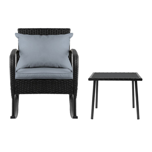 Xena - 2PC Rocking Chair Table Wicker Patio Lounge Setting