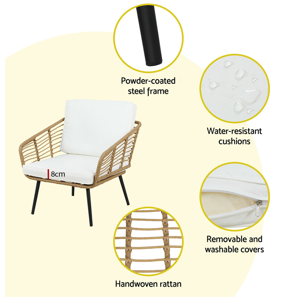 Umber - 4-Piece Outdoor Sofa Set Rattan Lounge Table Chairs