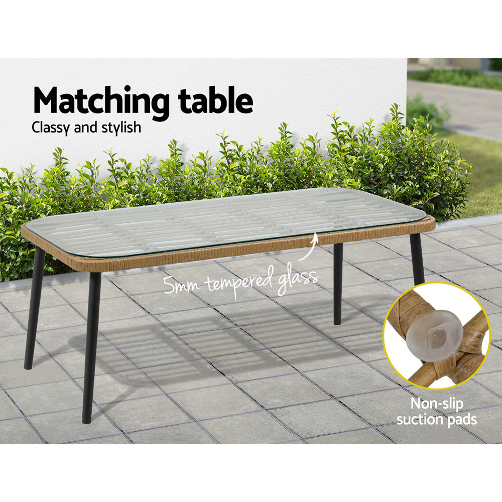 Umber - 4-Piece Outdoor Sofa Set Rattan Lounge Table Chairs