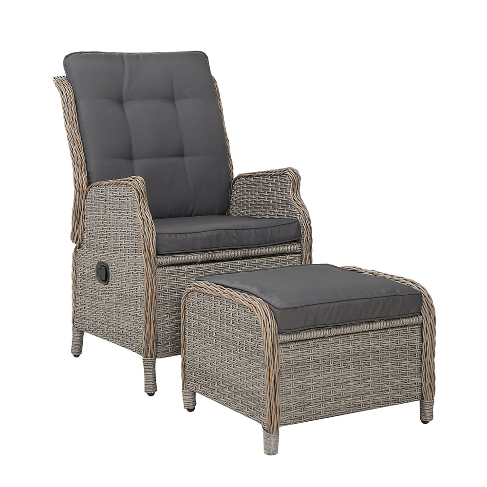 Idalia - Recliner Chair Sun Lounge Wicker Patio Adjustable Grey