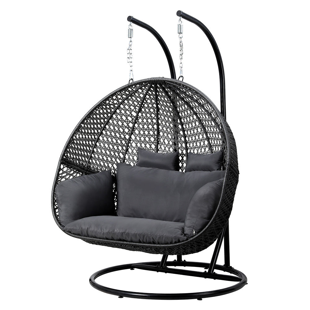 Meadow - Outdoor Egg Swing Chair Wicker Pod Stand Cushion Grey