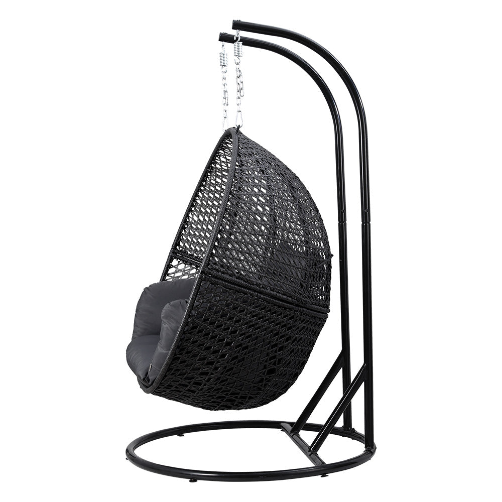 Meadow - Outdoor Egg Swing Chair Wicker Pod Stand Cushion Grey