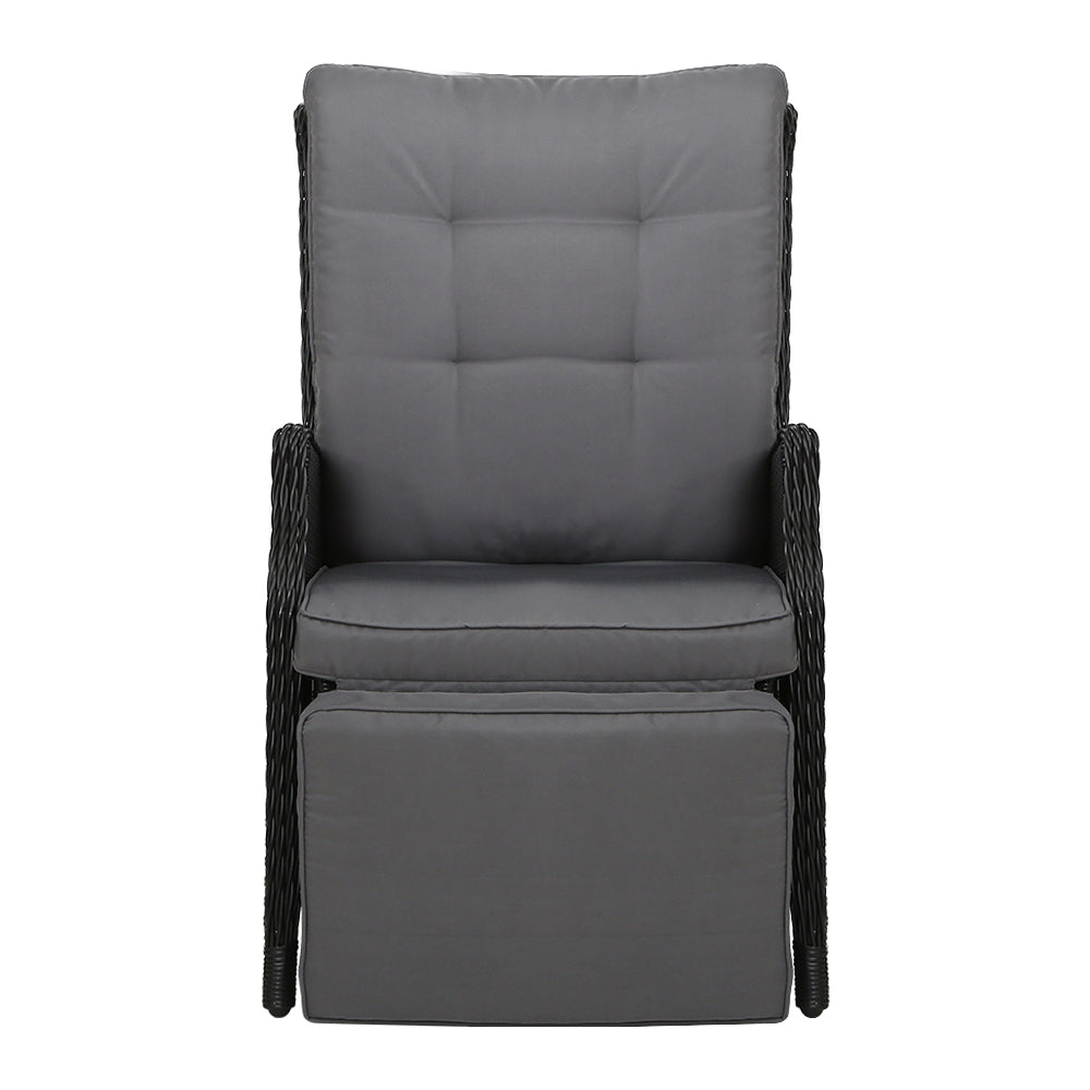 Nyla - Recliner Chairs Sun Lounge Wicker Patio Adjustable Black