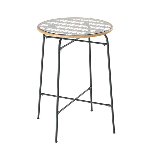 Pier - Outdoor Bar Table Wicker Bistro Patio Glass Steel