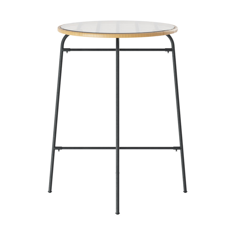 Pier - Outdoor Bar Table Wicker Bistro Patio Glass Steel