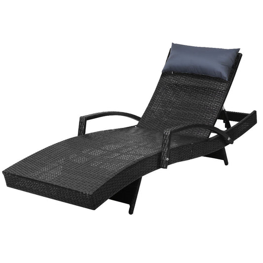 Serene - Sun Lounge Wicker Lounger Beach Armrest Adjustable