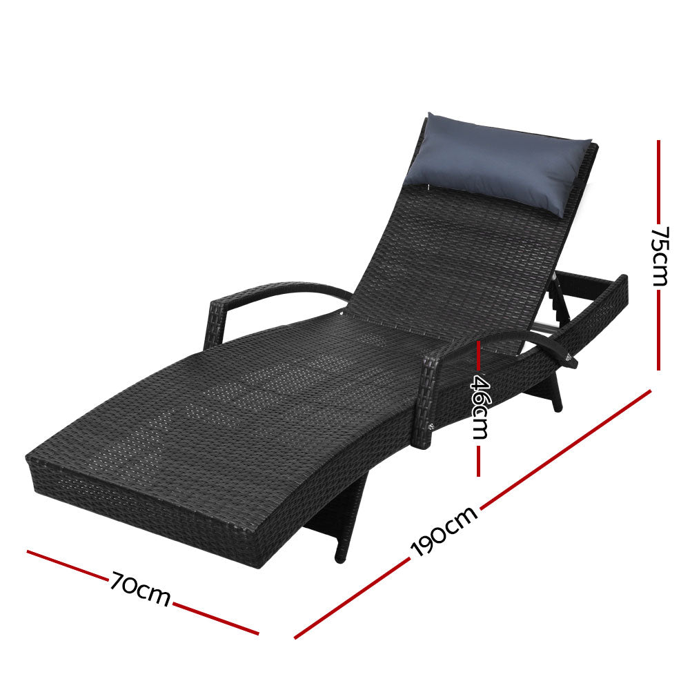 Serene - Sun Lounge Wicker Lounger Beach Armrest Adjustable