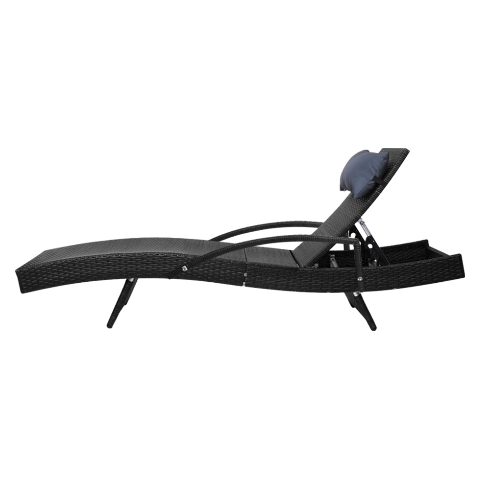 Serene - Sun Lounge Wicker Lounger Beach Armrest Adjustable