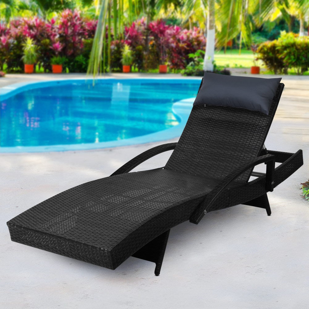 Serene - Sun Lounge Wicker Lounger Beach Armrest Adjustable