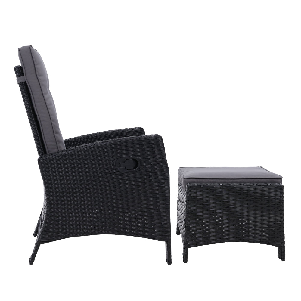 Irina - Recliner Chair Sun Lounge Wicker Patio Adjustable Black