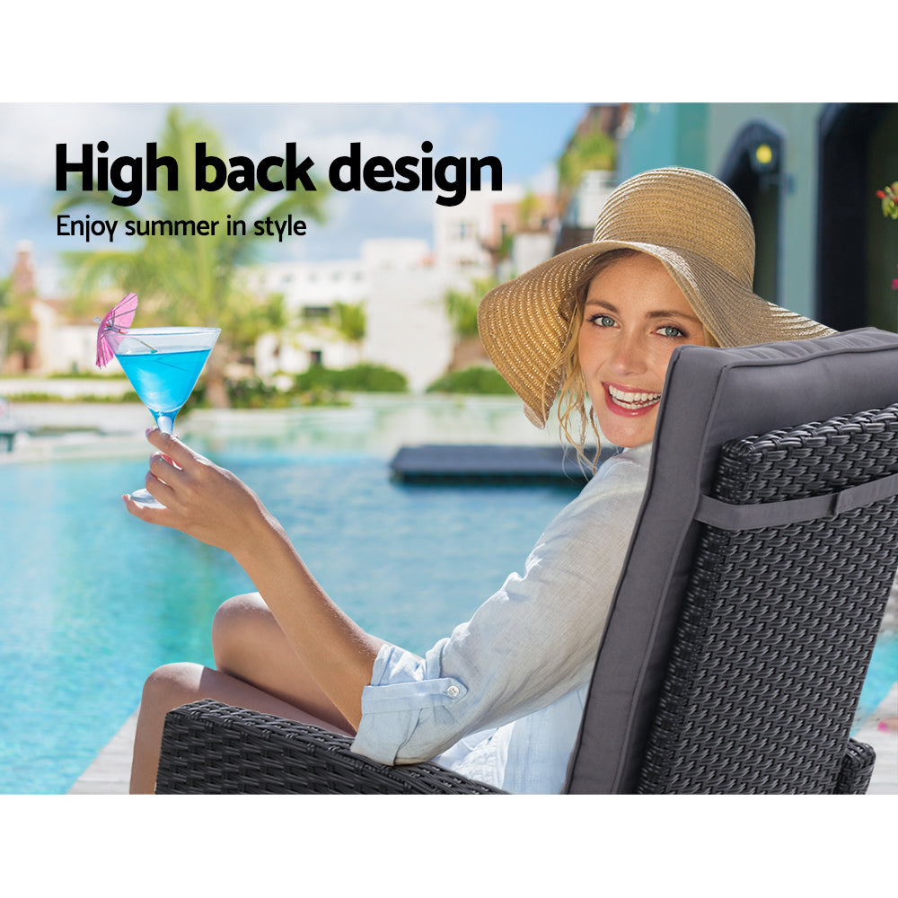 Irina - Recliner Chair Sun Lounge Wicker Patio Adjustable Black