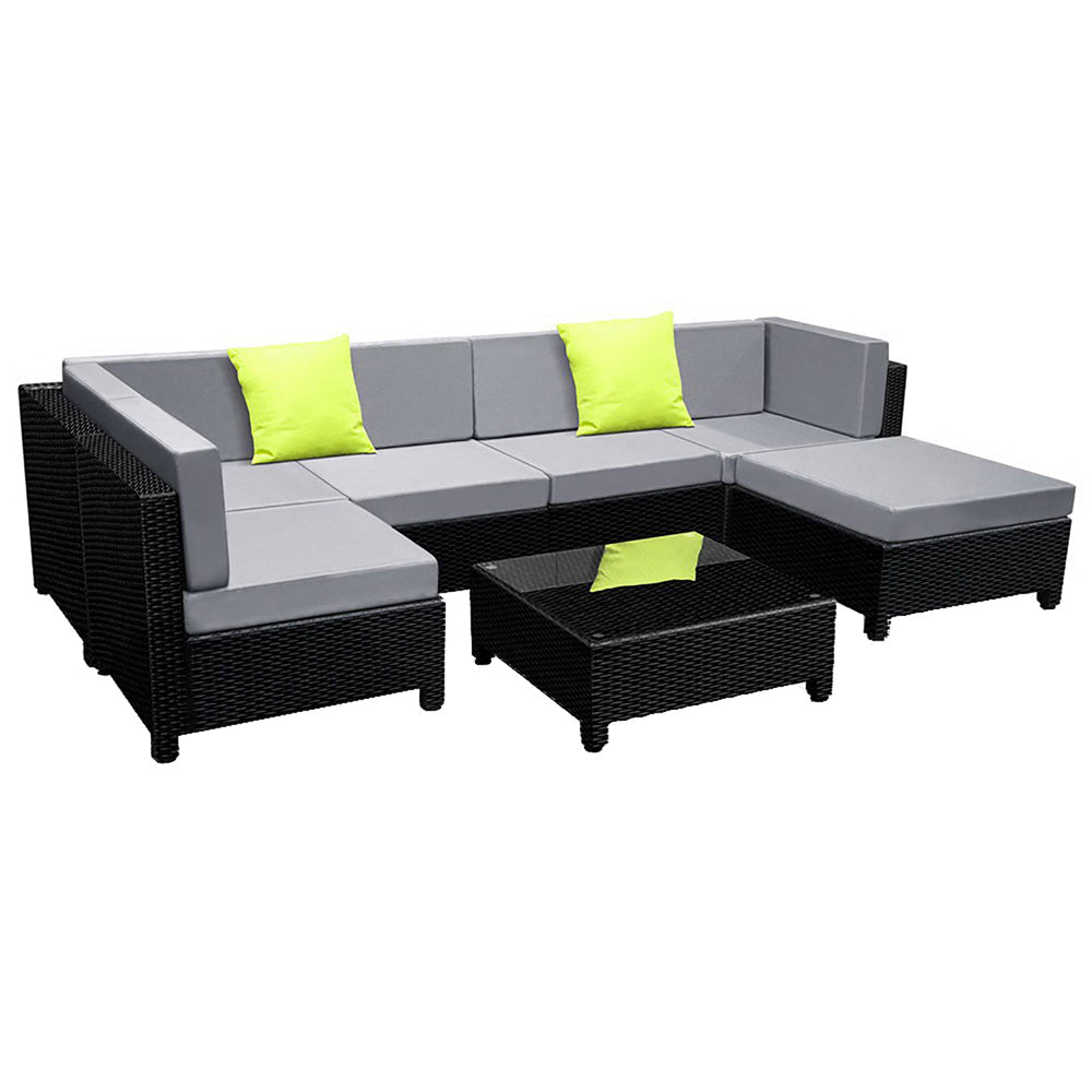 Kiera - 7-Piece Outdoor Sofa Set Wicker Couch Lounge Seat Cover