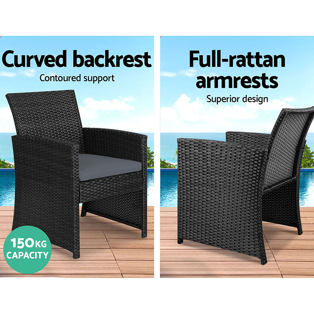 Kismet - 4 PCS Outdoor Sofa Set Storage Cover Rattan Chair Black