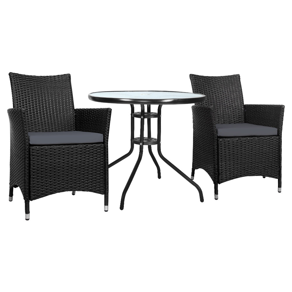 Haven - 3PC Bistro Set Outdoor Furniture Rattan Chairs Idris