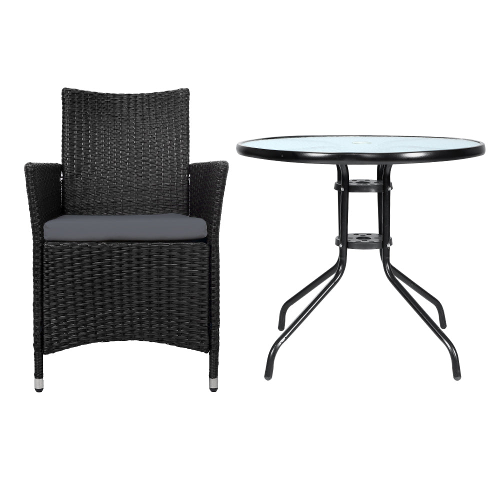 Haven - 3PC Bistro Set Outdoor Furniture Rattan Chairs Idris