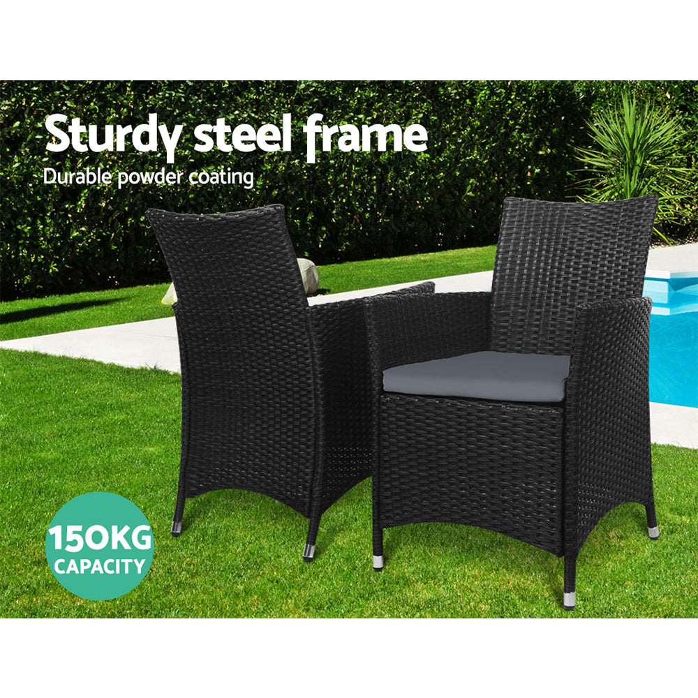 Haven - 3PC Bistro Set Outdoor Furniture Rattan Chairs Idris