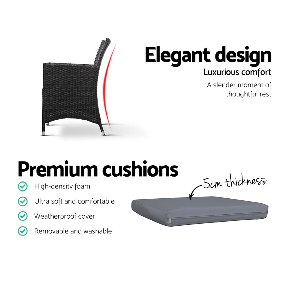 Haven - 3PC Bistro Set Outdoor Furniture Rattan Chairs Idris