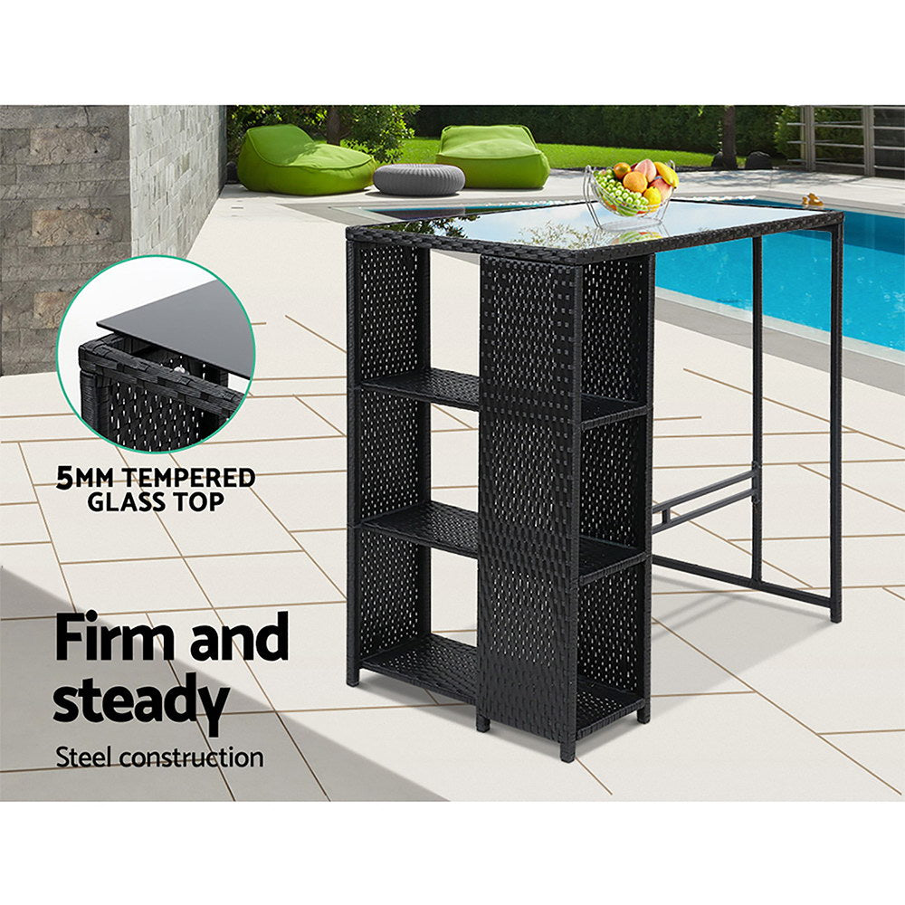 Opal - 5-Piece Outdoor Bar Set Patio Wicker Chairs Table Stools