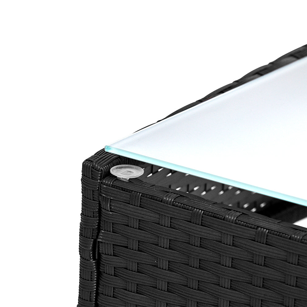 Elysia - 4 Seater Outdoor Sofa Set Wicker Table Chair Black