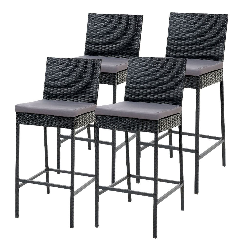 Delia - 4-Piece Outdoor Bar Stools Dining Chair Rattan Furniture
