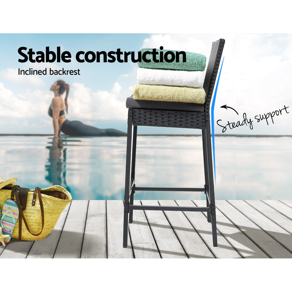 Delia - 4-Piece Outdoor Bar Stools Dining Chair Rattan Furniture