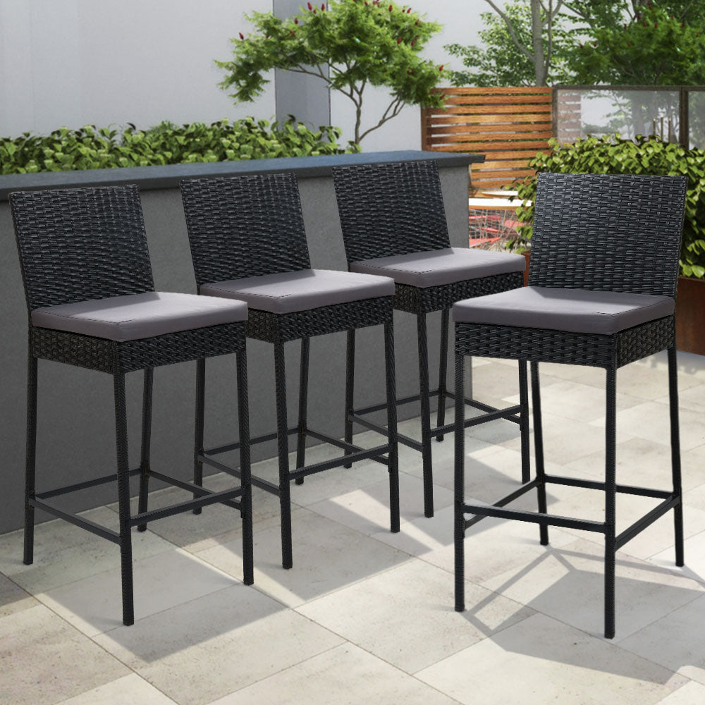 Delia - 4-Piece Outdoor Bar Stools Dining Chair Rattan Furniture