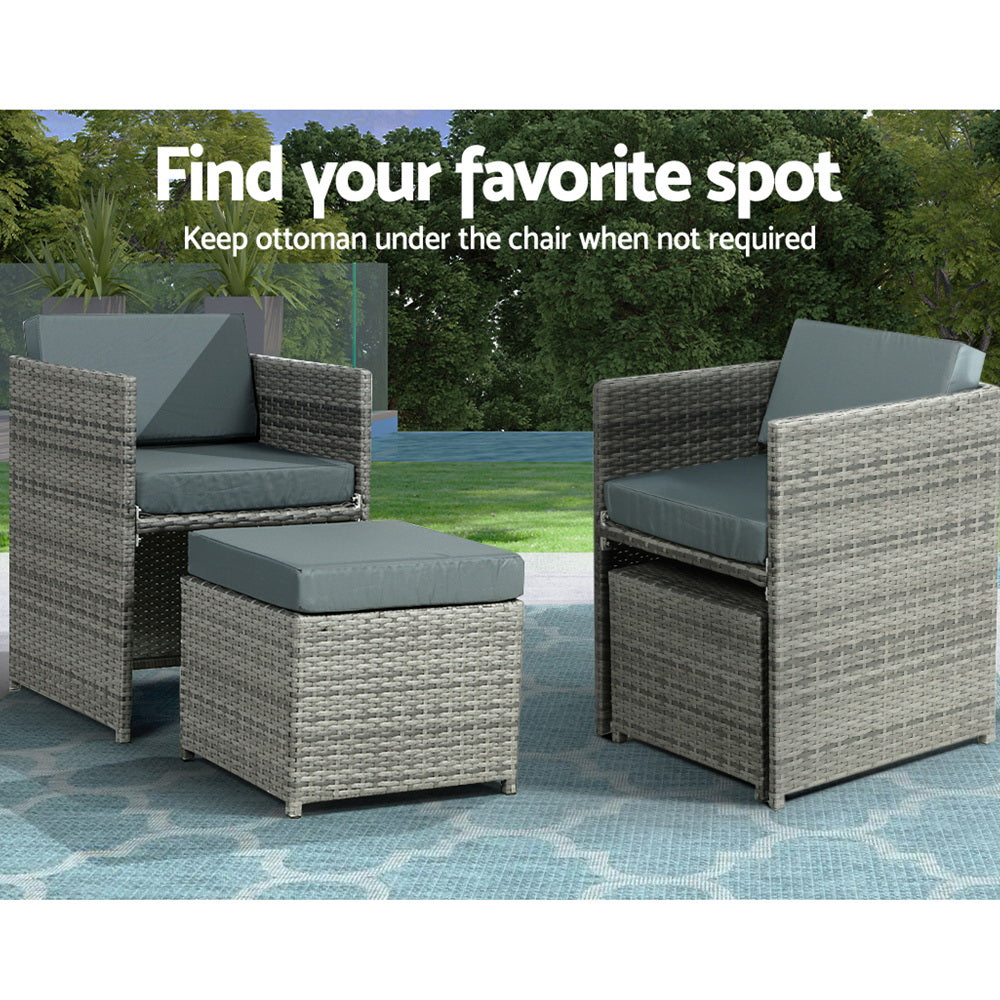 Ember - Outdoor Dining Set 13 Piece Wicker Table Chairs Grey