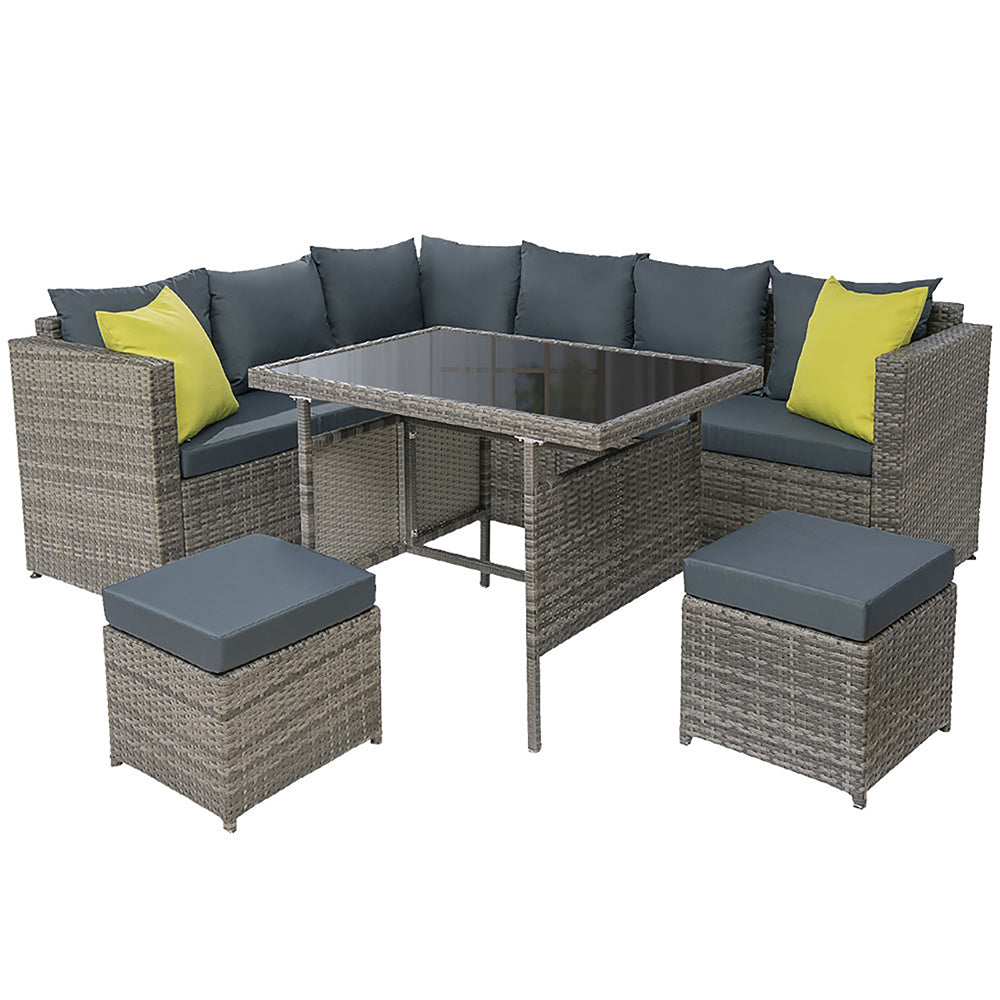 Dinara - Outdoor Dining Set Aluminum Table Wicker Chairs Grey