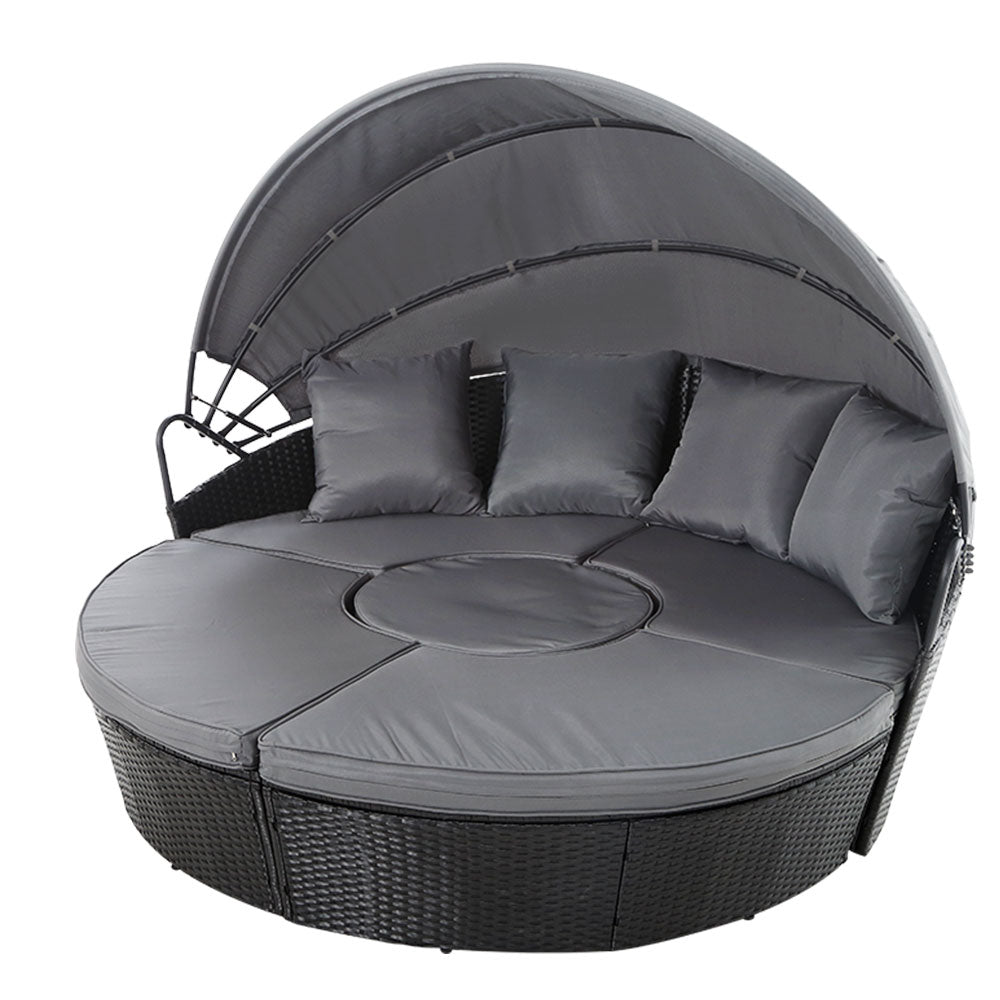 Estelle - Sun Lounge Wicker Lounger Day Bed Outdoor Black