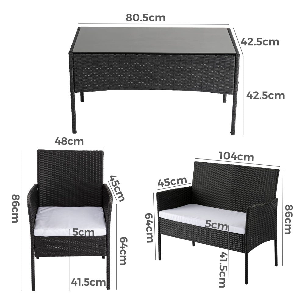 Calista - 4 Seater Wicker Outdoor Lounge Sofa Set